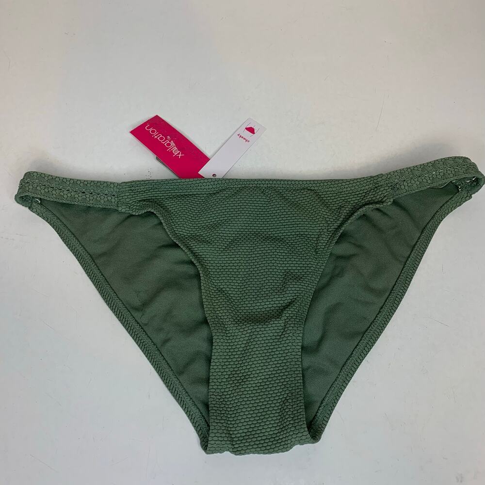 Xhilaration Womens Bikini Bottom Size Medium 4-6 Green Textured Cheeky